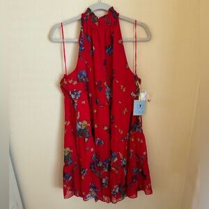 CeCe Fiery Red Island Dress Size XL High Neck Flowy Party Dress NWT